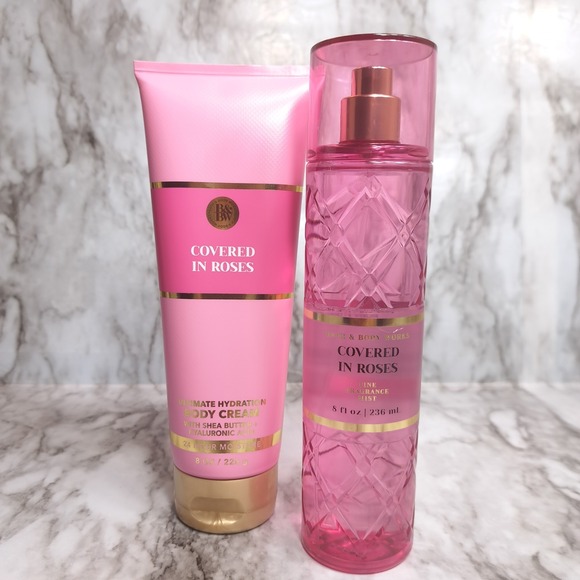 Bath & Body Works 2 Pc COVERED IN ROSES Fine Fragrance Mist and Body Cream - Picture 8 of 8